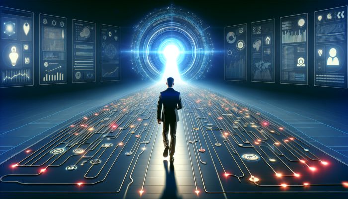 Person navigating a digital path to Google registration, symbolising easy online setup.
