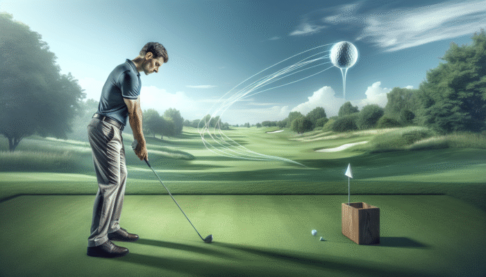 A golfer, like Gary Player, visualising his swing and ball trajectory on a peaceful course, illustrating mental resilience.