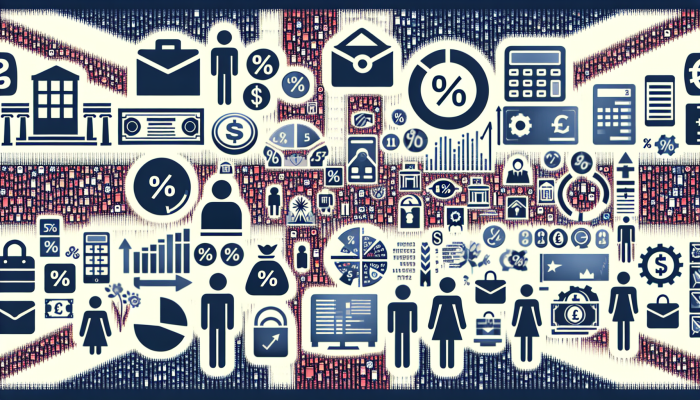 Infographic illustrating personal loan options in the UK with graphs and icons on a Union Jack background.