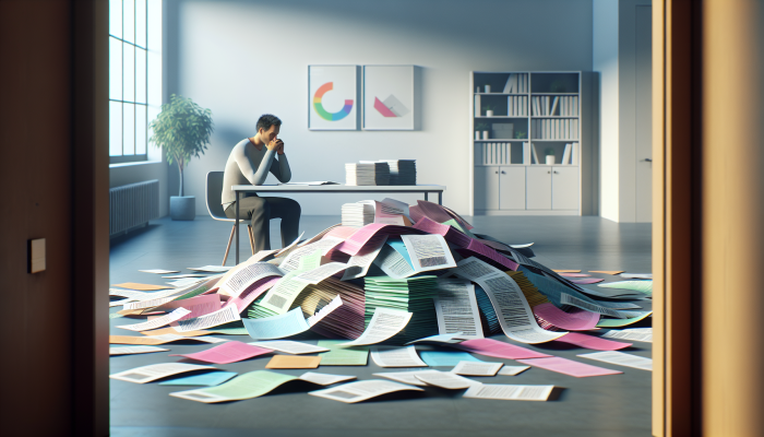 The Process of Debt Consolidation: An Impact Analysis | DCL The Process of Debt Consolidation: A visual representation of merging colourful debt papers into a single clear document in a peaceful office environment, symbolising financial relief.