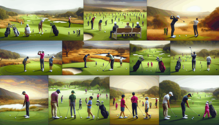 Exploring Various Golf Lessons: Golfers of all levels in South Africa engaged in diverse golf lessons on picturesque courses.