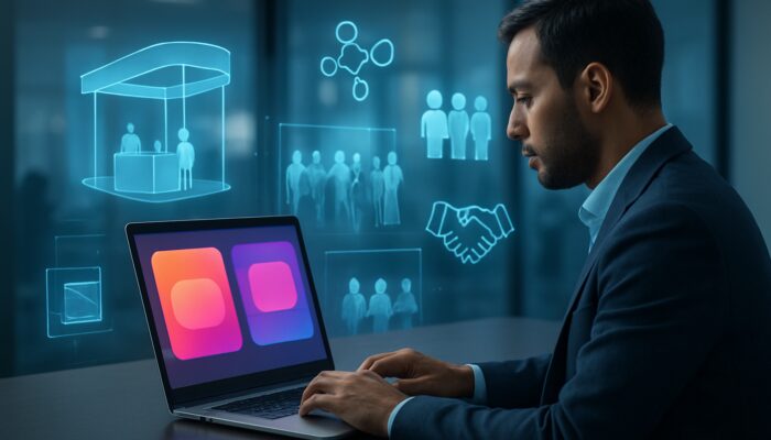 Professionals exploring Eventbrite and Meetup for trade shows, networking, and partnership opportunities