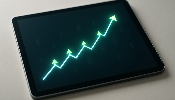 How to Rebuild Credit After Tidying Debts: Steps for Success | DCL Upward-trending UK credit score graph on a tablet with glowing green arrows and pound symbols