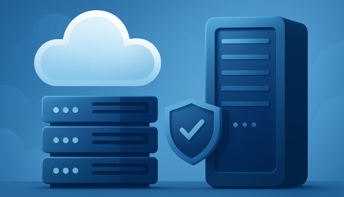 LinkedIn business page for premium hosting company featuring sleek blue cloud server visuals and icons.